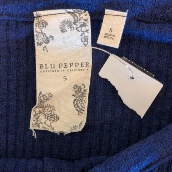 NWT Blu Pepper Ribbed Navy Shift Henley Dress - Picture 5 of 6
